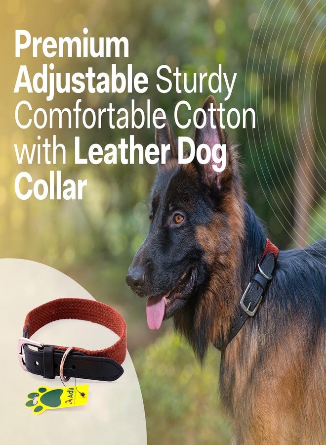 ADIL'S Plain Cotton With Leather Dog Collar,Adjustable Collar Suitable Dogs,(Width: 1 Inch),Orange Brown,Size: Xl - Image 5